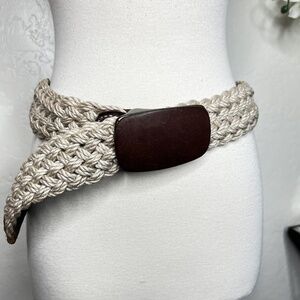 Gap Size S Brown Leather Boho Western Casual Festival Macrame Buckle Belt